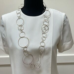 Silver CHANEL circular chain necklace Vintage